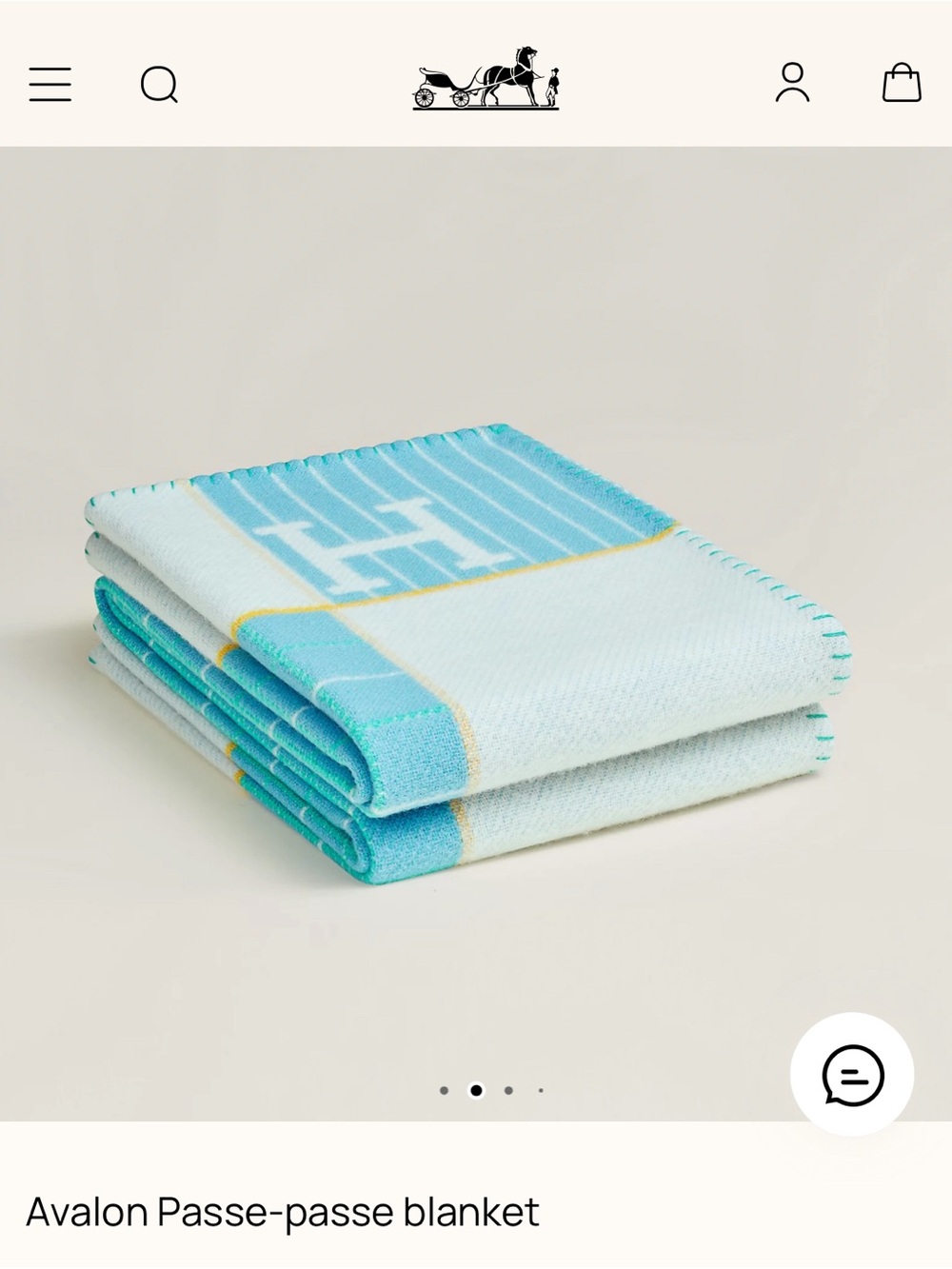 Hermes Baby Blanket - Authentic Cashmere & Wool Cabriole Blanket - Aqua and Blue